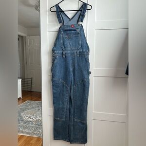 Dickies Women's Blue Denim Overalls - short/petite small